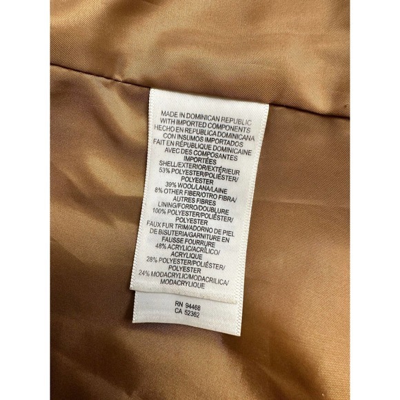 LIZ CLAIBORNE Ladies Coat Wool Blend Faux Fur Collar Size Medium‎ - Picture 4 of 7